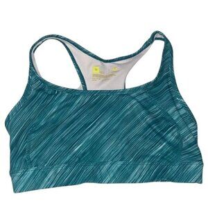 Kersion Womens Medium Teal Sports Bra With Racerback & Cutout Design